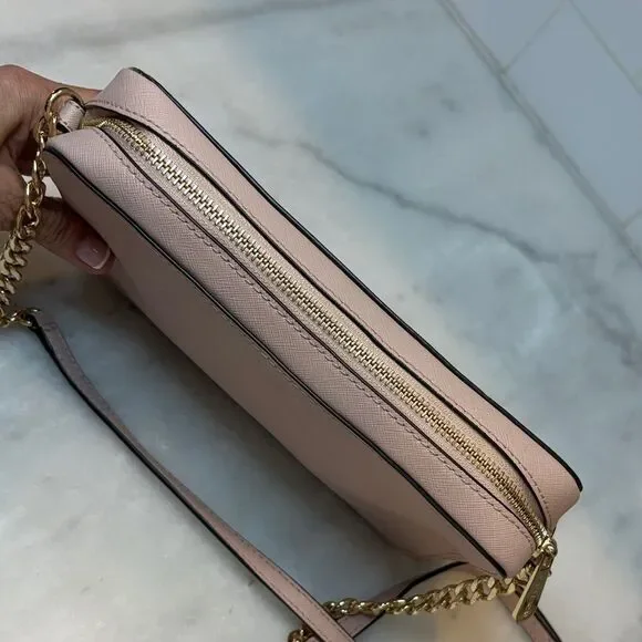 Michael Kors Bag Crossbody Purse Handbag Leather Cynthia Pink Chain Satchel Bag - Picture 11 of 16